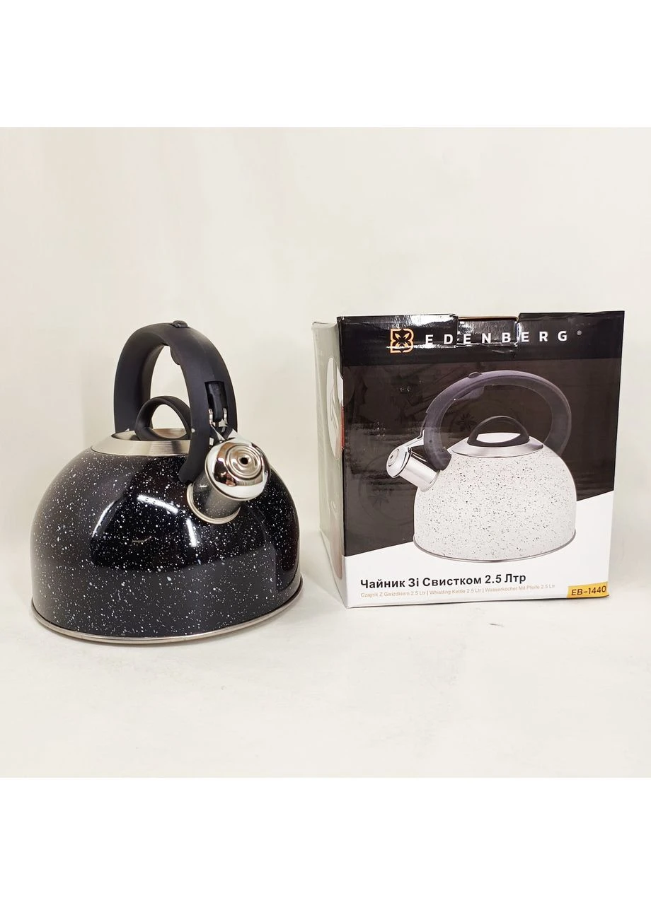 Чайник із свистком EB-1440 з мармуровим покриттям 3л Black Edenberg (399807942)