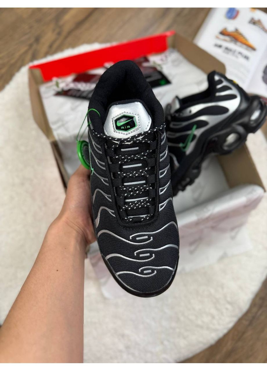 КРОССОВКИ ЖЕНСКИЕ NIKE AIR MAX PLUS TN BLACK SILVER GREEN НАЙК АИР МАКС ТН ПЛЮС No Brand серые демисезоны (369389777)