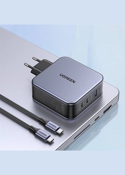 Зарядний пристрій CD289 GaN 140W Gray + кабель Type-C 1.5 м (90549) Ugreen (316465834)
