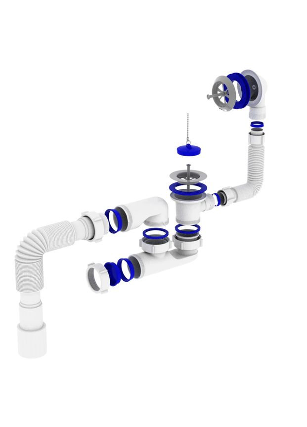 Сифон для ванни з ревізією, випуском 1 1/2?*40, перелта гнучкою трубою 40*40/50 OPTI-26033 optimum 068407 (371137191)