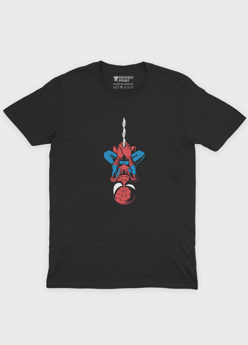 Черная демисезонная футболка для мальчика с принтом супергероя - человек-паук (ts001-1-bl-006-014-085-b) Modno