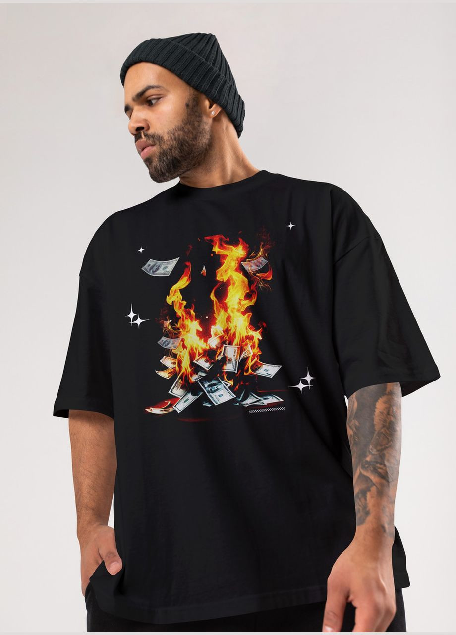 Черная мужская футболка оверсайз urban черная высокая плотность с длинным рукавом Mishe