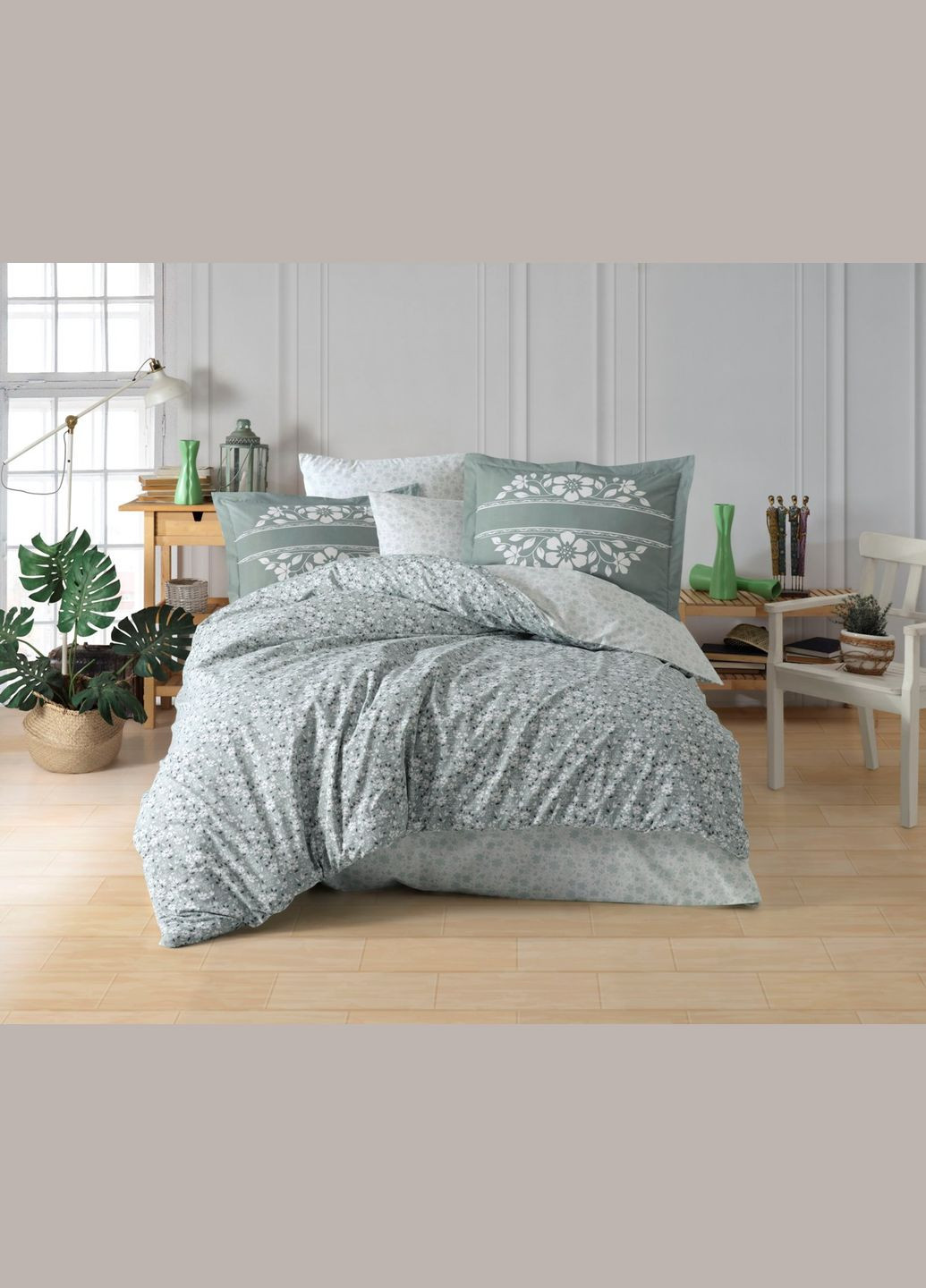 Комплект постільної білизни Poplin SOFIA зелений 200*220/2*50*70 Hobby (302492188)