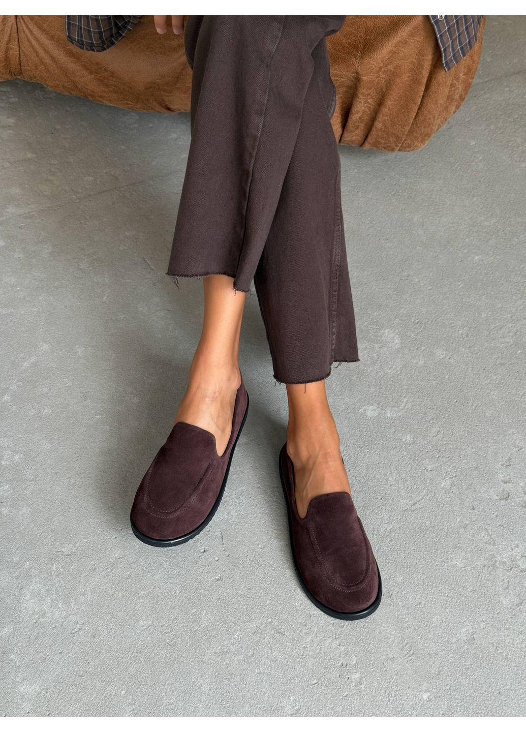 Жіночі лофери анатомічні nikart з натуральної замші – шоколад | коричневі (355796217)