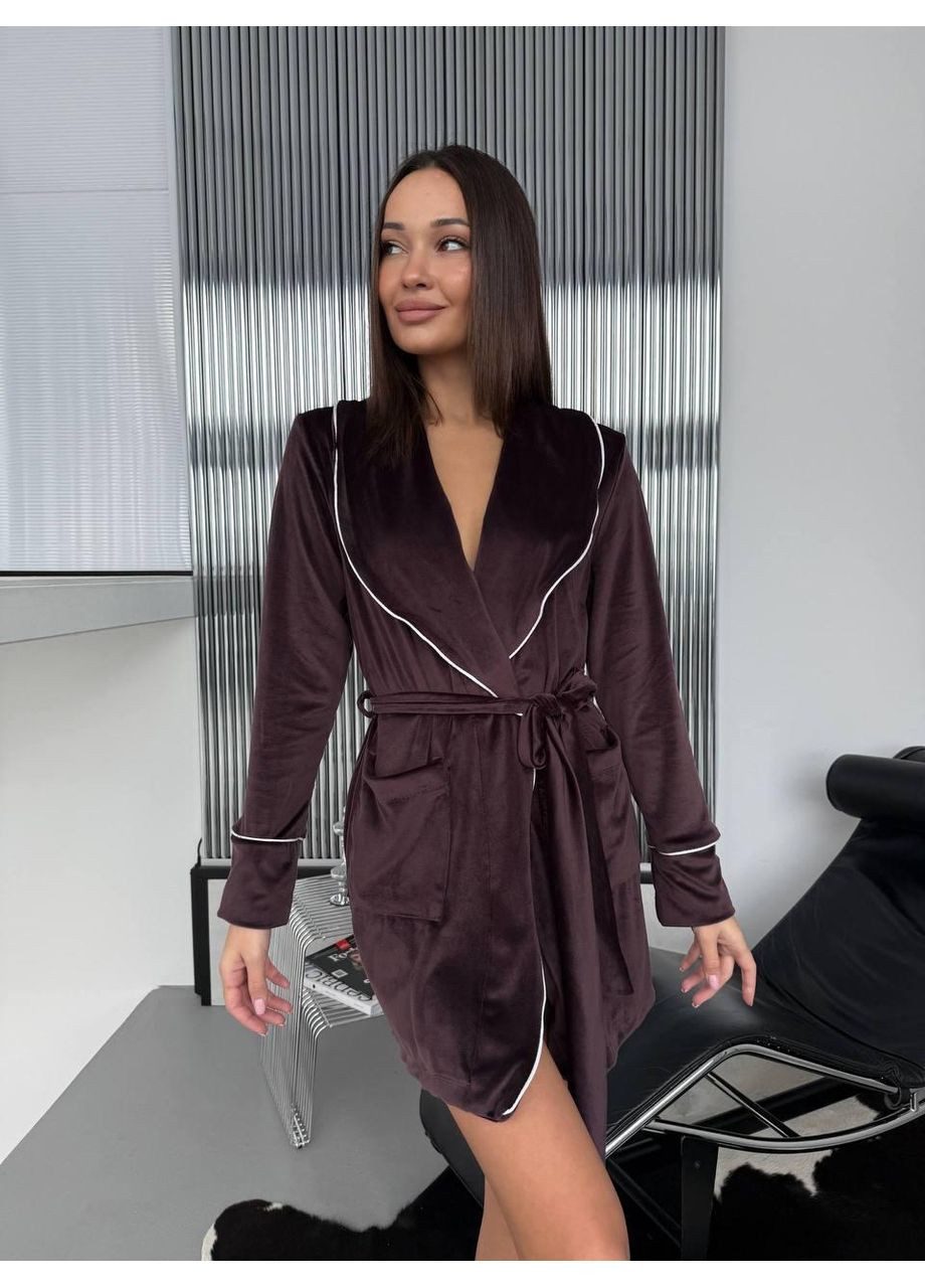 Жіночий халат велюровий Бургунді No Brand (368709092)