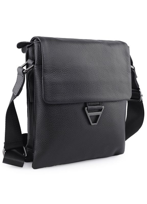 Чоловіча шкіряна сумка-мессенджер через плече Qvant 876 - Чорна Tiding Мессенджер (366889797)