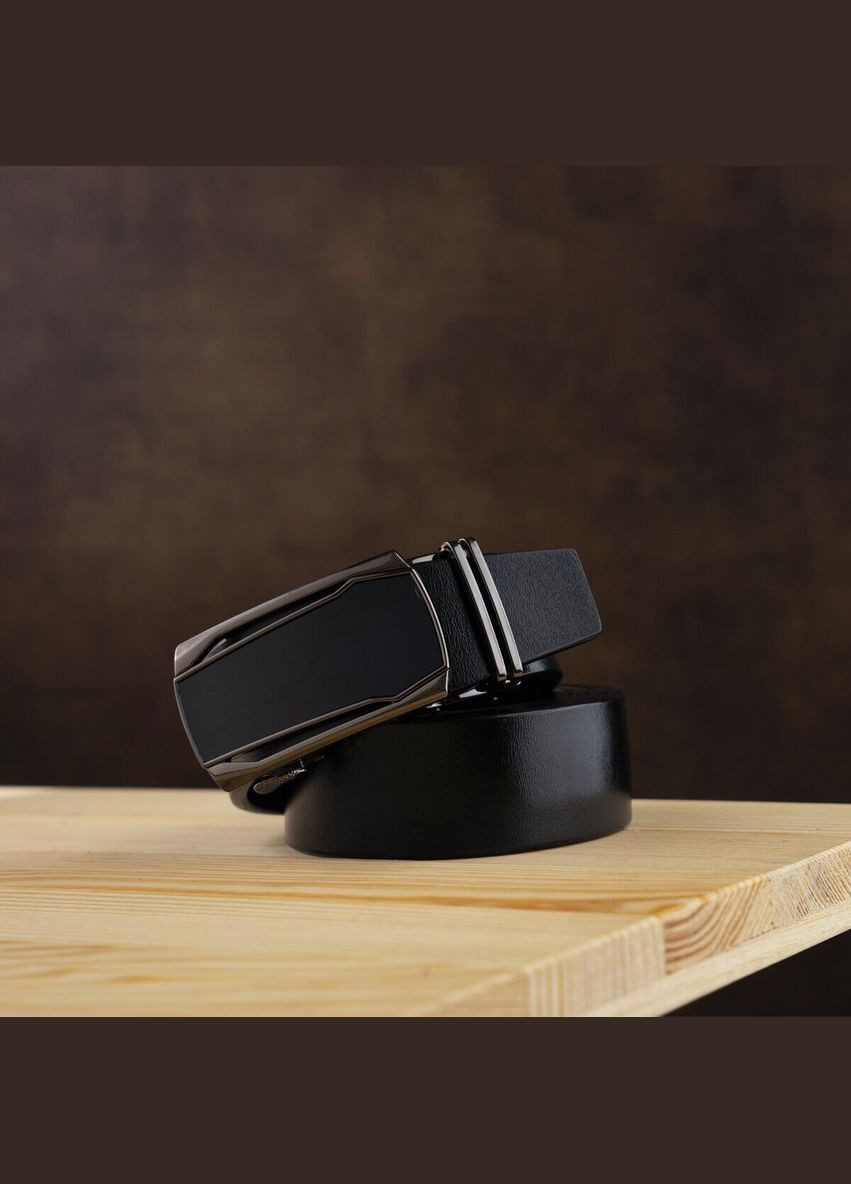 Чоловічий ремінь шкіряний із рамкою із затемненого металу 20277 Чорний Vintage (302972319)