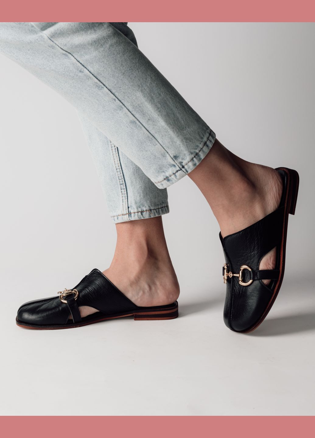 Черные сабо кожа Aquamarin на низком каблуке