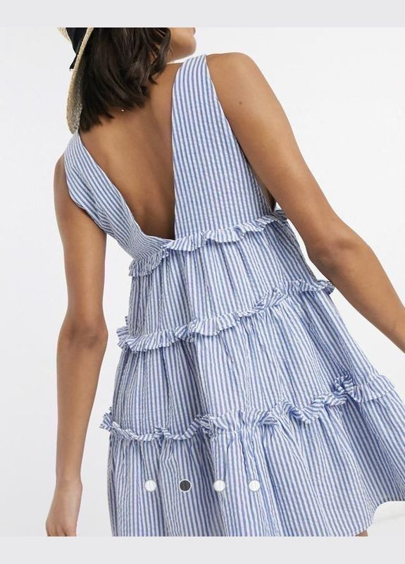 Блакитна сарафан у смужку Asos