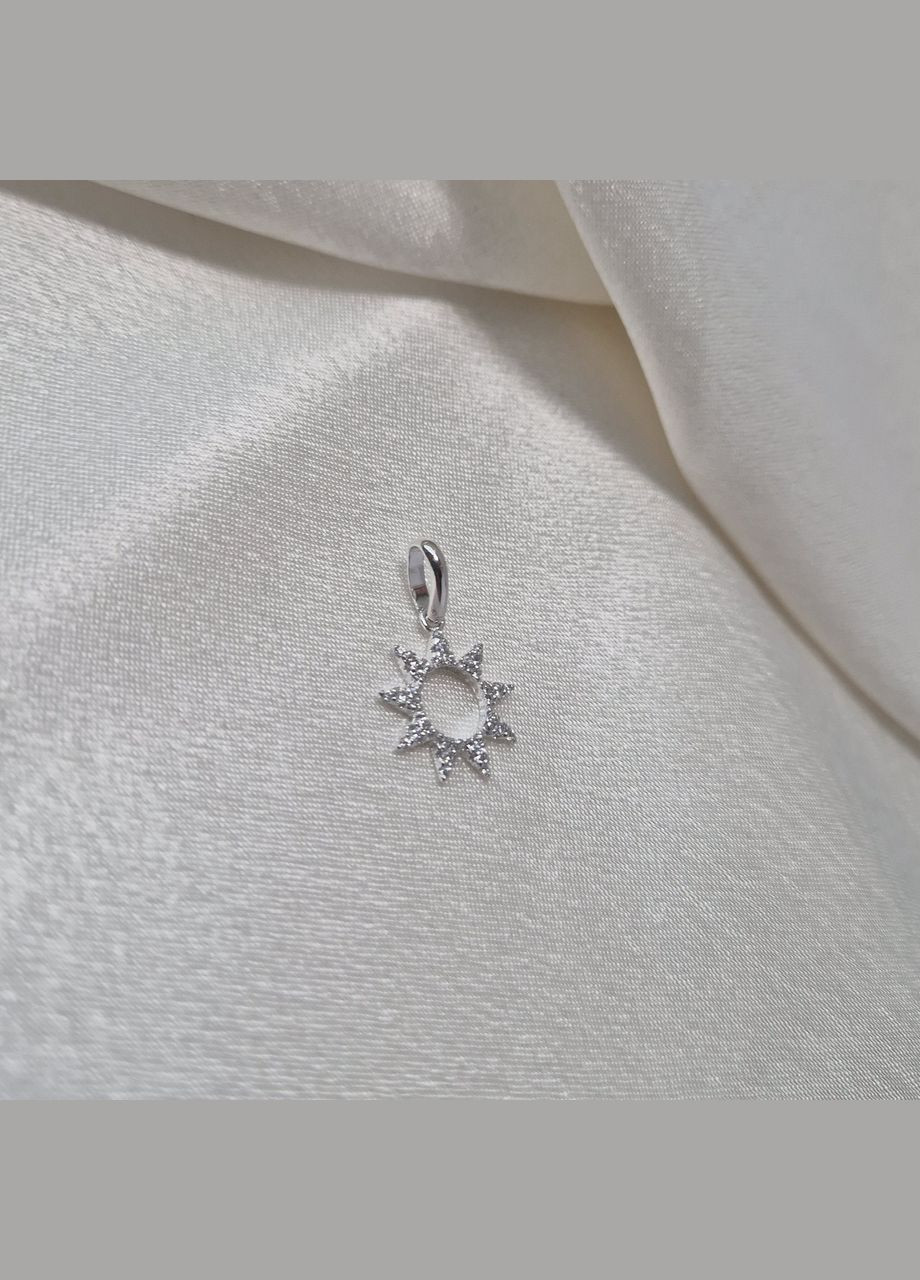 Срібна підвіска підвіс Сонце в Білих каменях срібло 925 проби Родоване 3289р 1.10г No Brand (336025579)