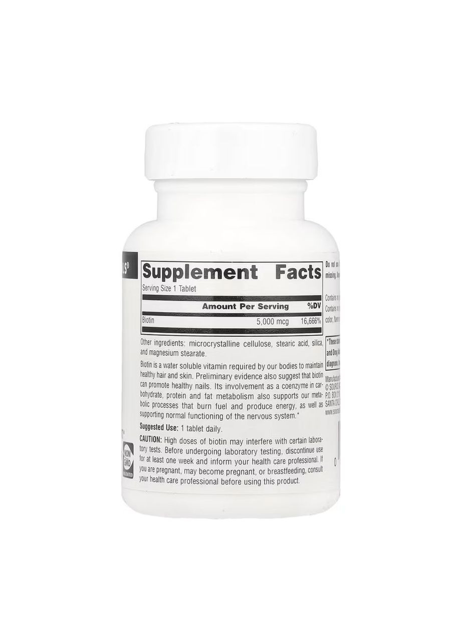 Biotin 5000mcg - 60 tabs Source Naturals (369399666)