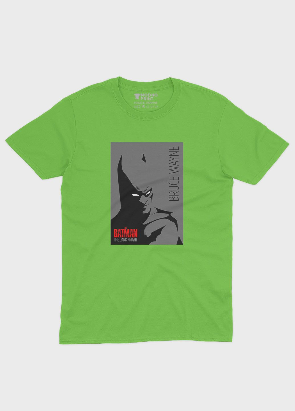 Салатовая демисезонная футболка для мальчика с принтом супергероя - бэтмен (ts001-1-kiw-006-003-031-b) Modno