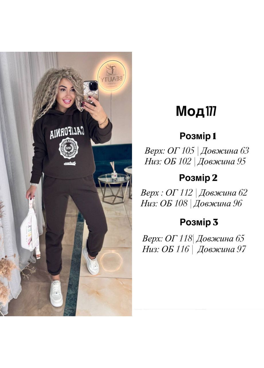 Костюм California тринитка на флисе,брюки и худые с капюшоном. Україна (362749569)