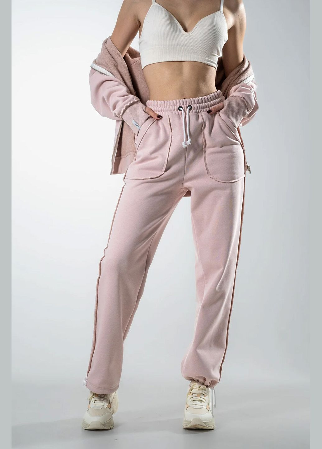 Жіночий теплий спортивний костюм на блискавці оверсайз Francis Світло-рожевий Teamv (317310426)