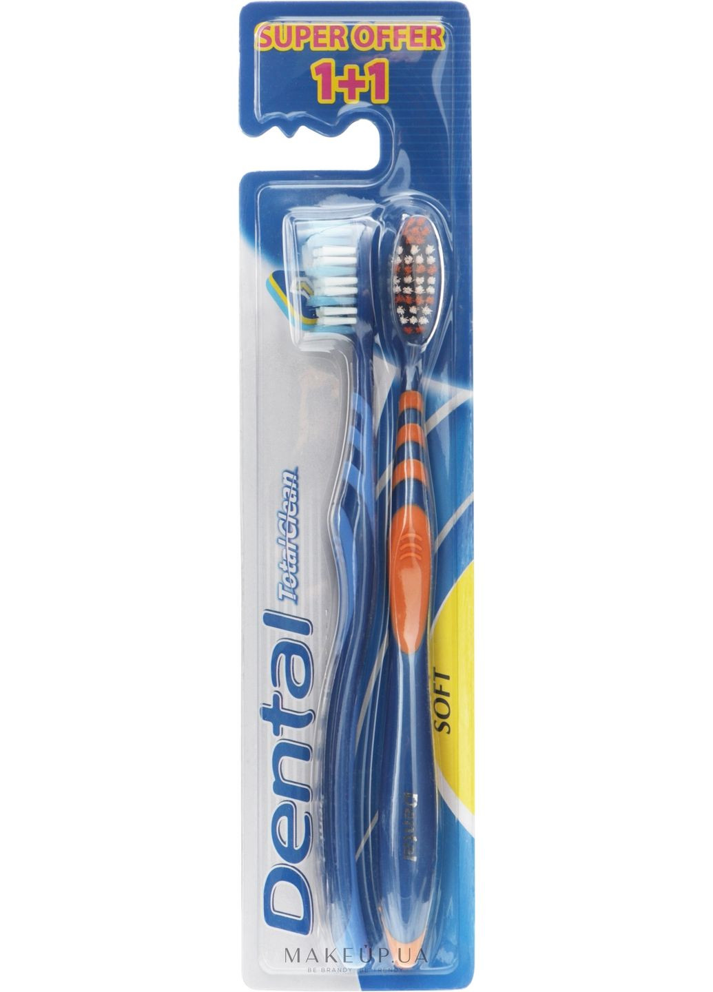 Зубна щітка "Total Clean", м'яка 1+1, помаранчева+василькова Toothbrus 2шт (1293868-43278838) Dental (368636712)