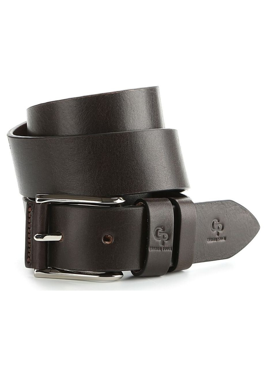 Эксклюзивный мужской джинсовый ремень из натуральной кожи GRANDE PELLE коричневый (sku_00910) No Brand (327819325)