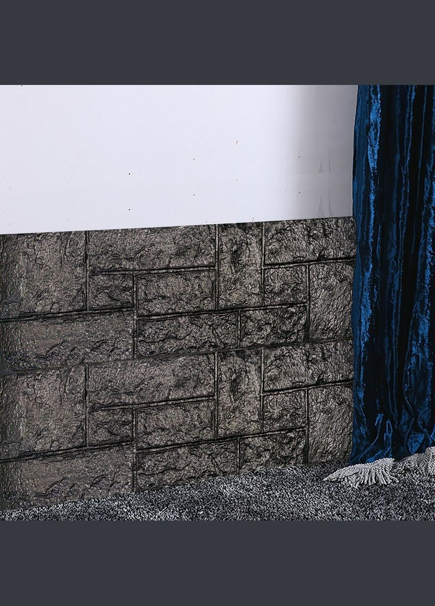 Самоклеящаяся 3D панель камень черный 1115х300х11мм (197) SW00001374 Sticker Wall (278314739)