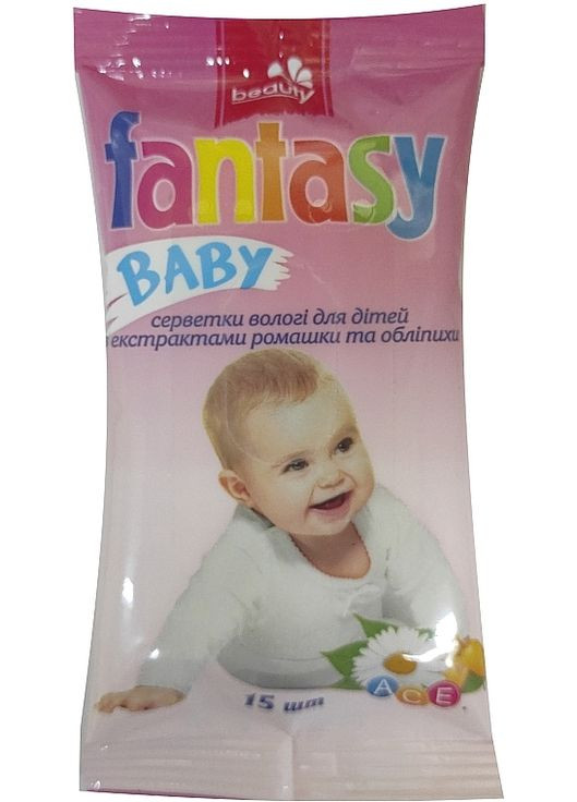 Серветки вологі для дітей з екстрактом ромашки та обліпихи Baby 15ml (1198295-139153) Fantasy (368624186)