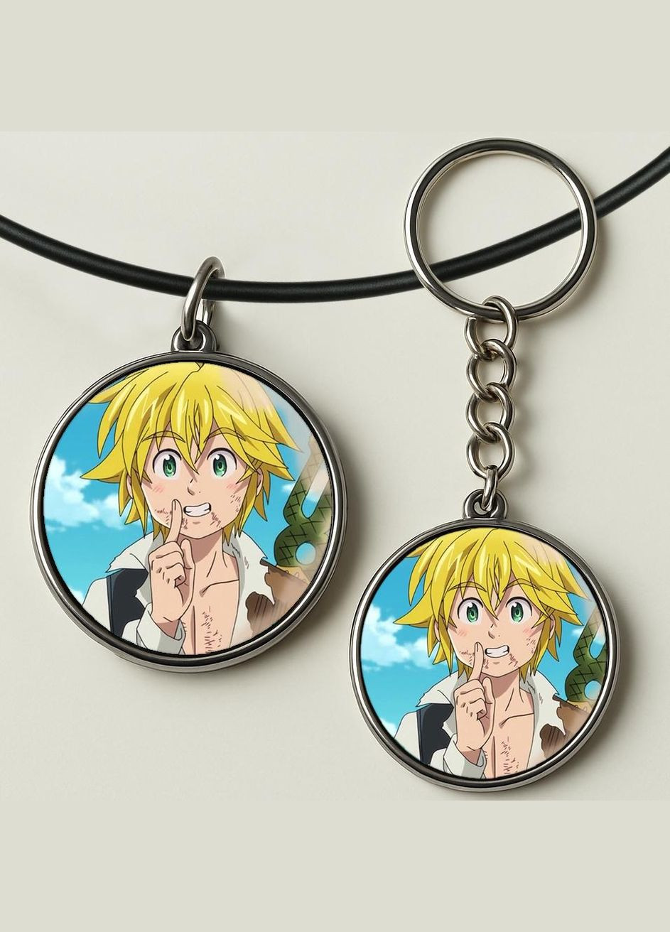 Набор подвеска (кулон) и брелок Аниме Семь смертных грехов #01 (подарочный набор) No Brand (332633918)