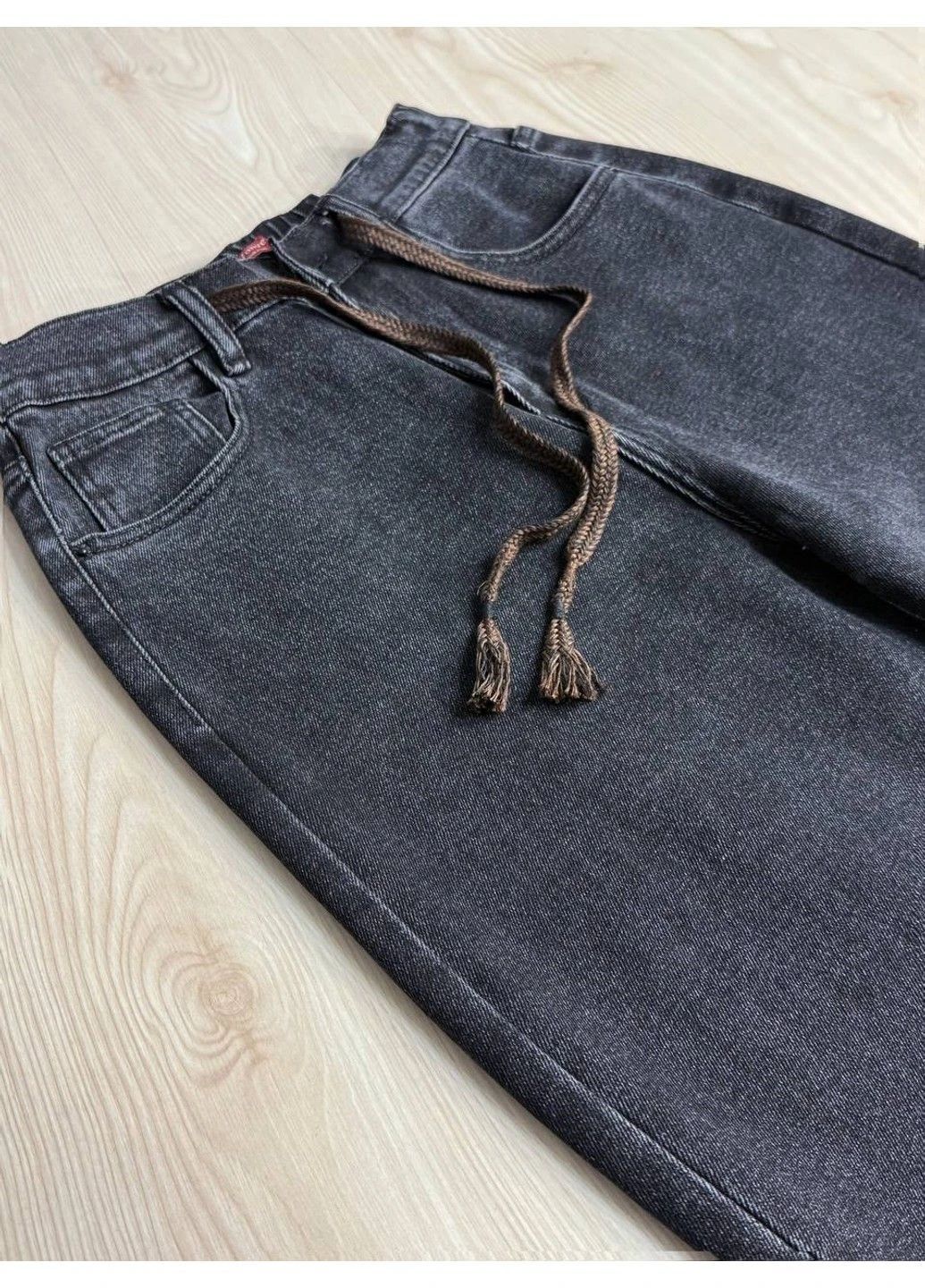 Джинси жіночі 82219 Mom Baggy банани на резинці стрейчеві чорні Vanver - (398623902)