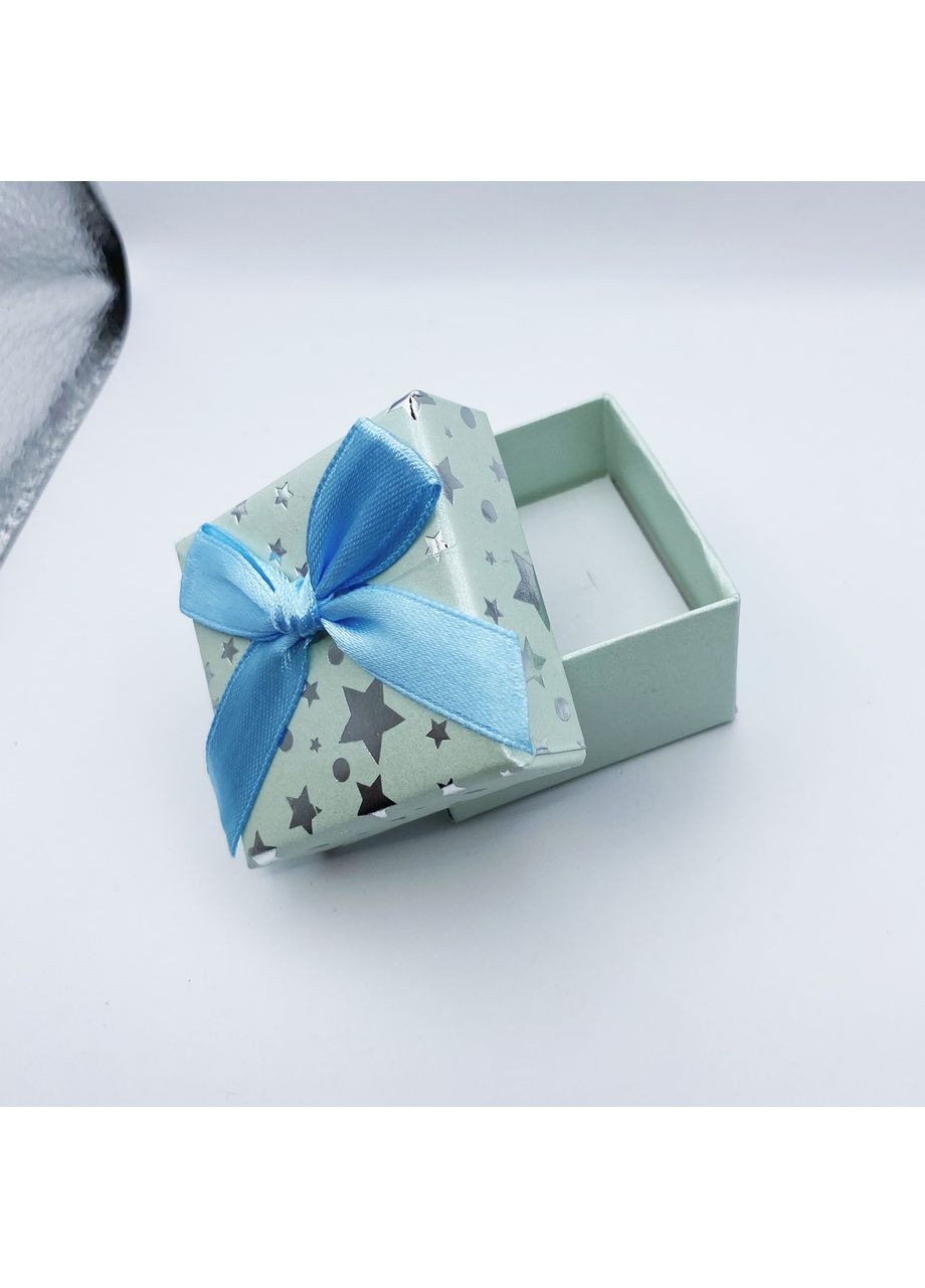 Коробочка для украшений под кольцо, кулон или серьги квадратная серебристая No Brand (369737529)