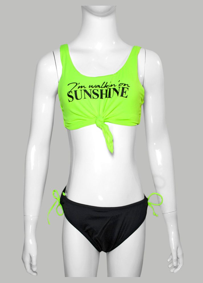Салатовий літній підлітковий купальник з топом і трусиками на зав'язках модель 0314 арт.5926 роздільний, топ Z.Five