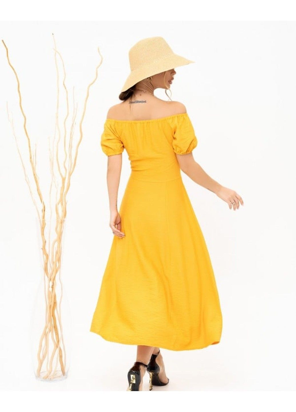 Помаранчева повсякденний сукня 13898 гірчичний ISSA PLUS