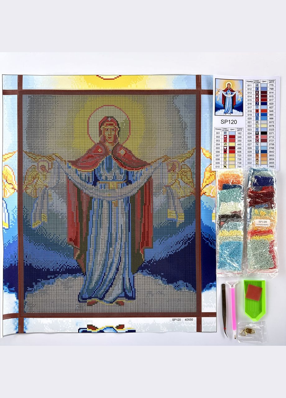 Алмазна мозаїка 40x50 Ікона Покрови Пресвятої Богородиці ColorArt (300579279)