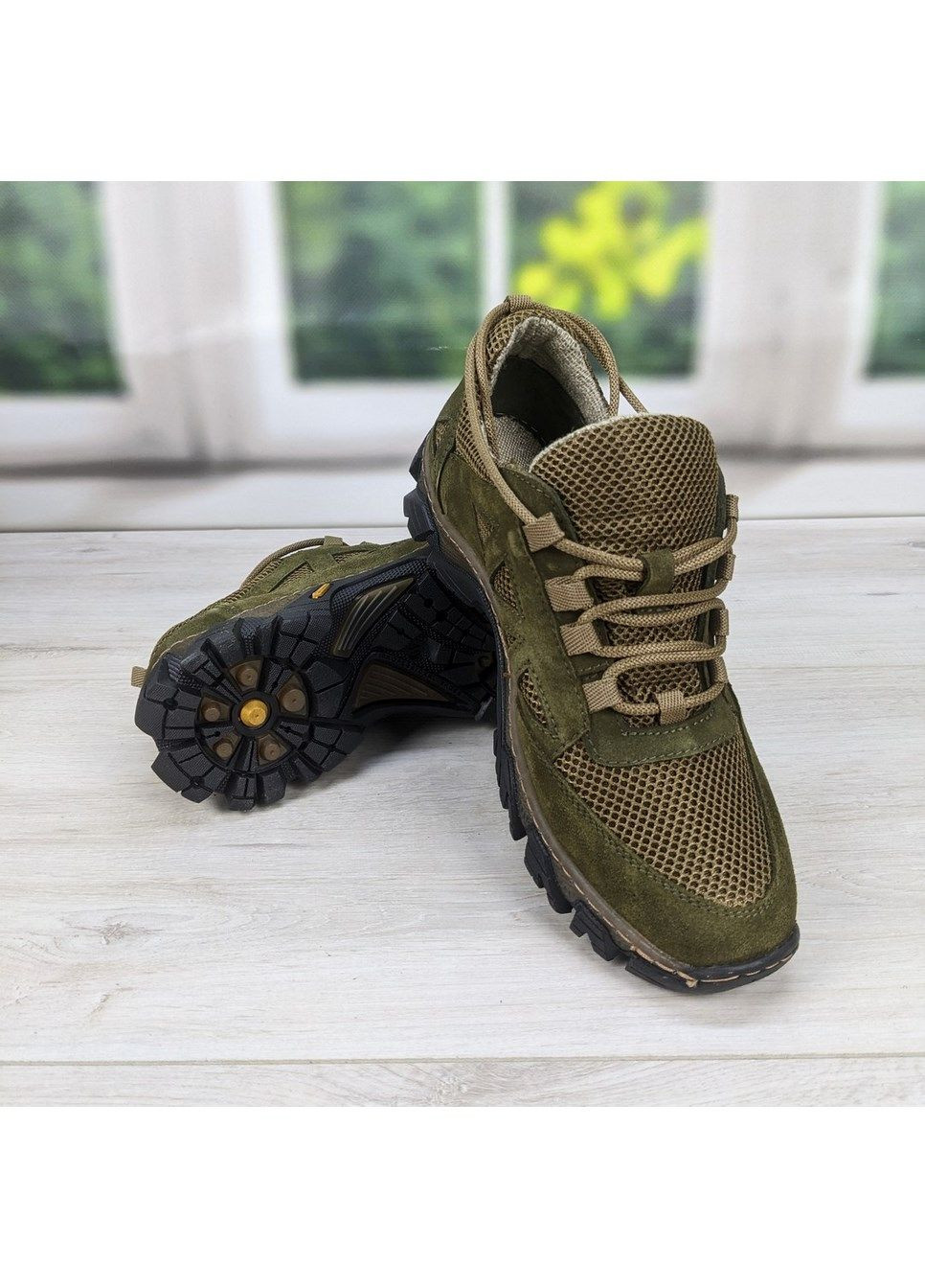 Оливковые (хаки) демисезонные кроссовки мужские демисезонные кожаные PRIME