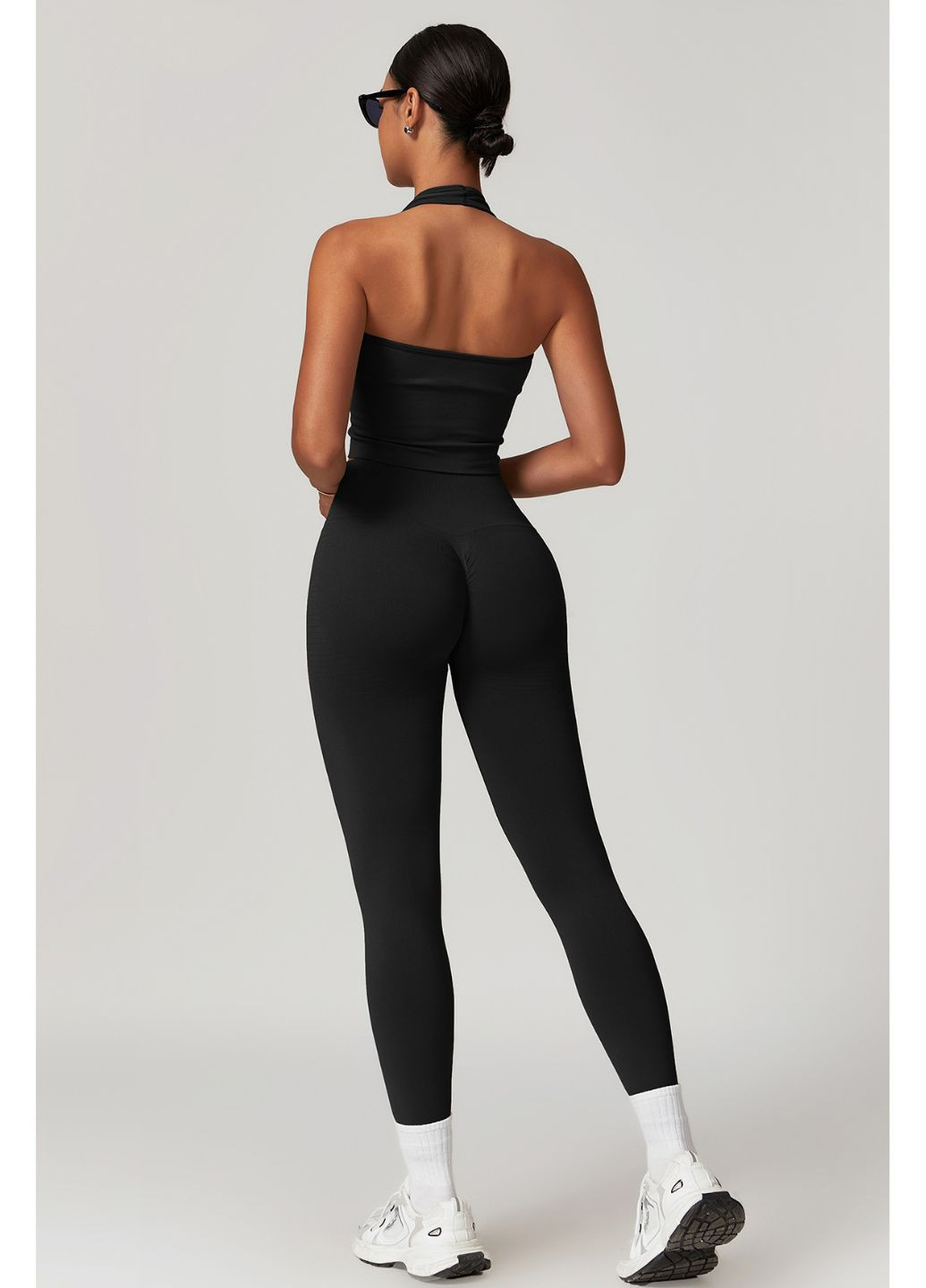 Чорні лосини гладкі з пушап ефектом, легінси для спорту, йоги та фітнесу Strunka (369127188)