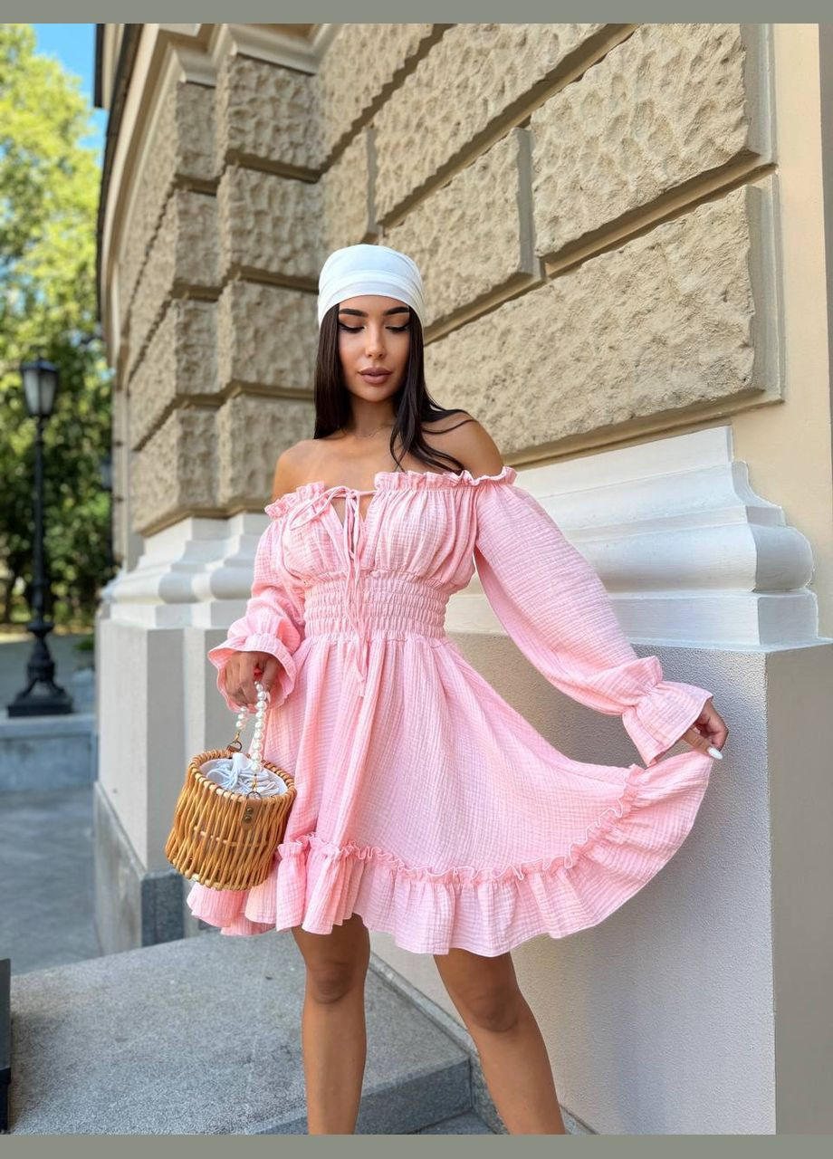 Персикова кежуал сукня N.Family однотонна