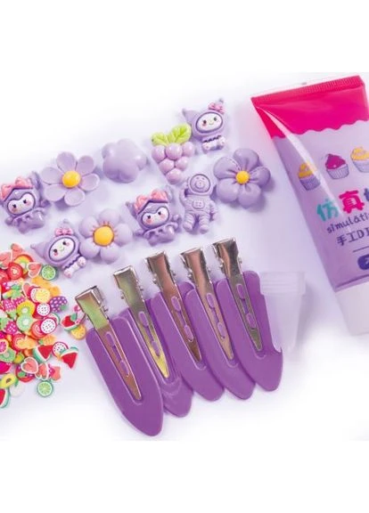 Набор для творчества "Клей с кабошонами. Заколки фиолетовые" Vladi toys (391779715)