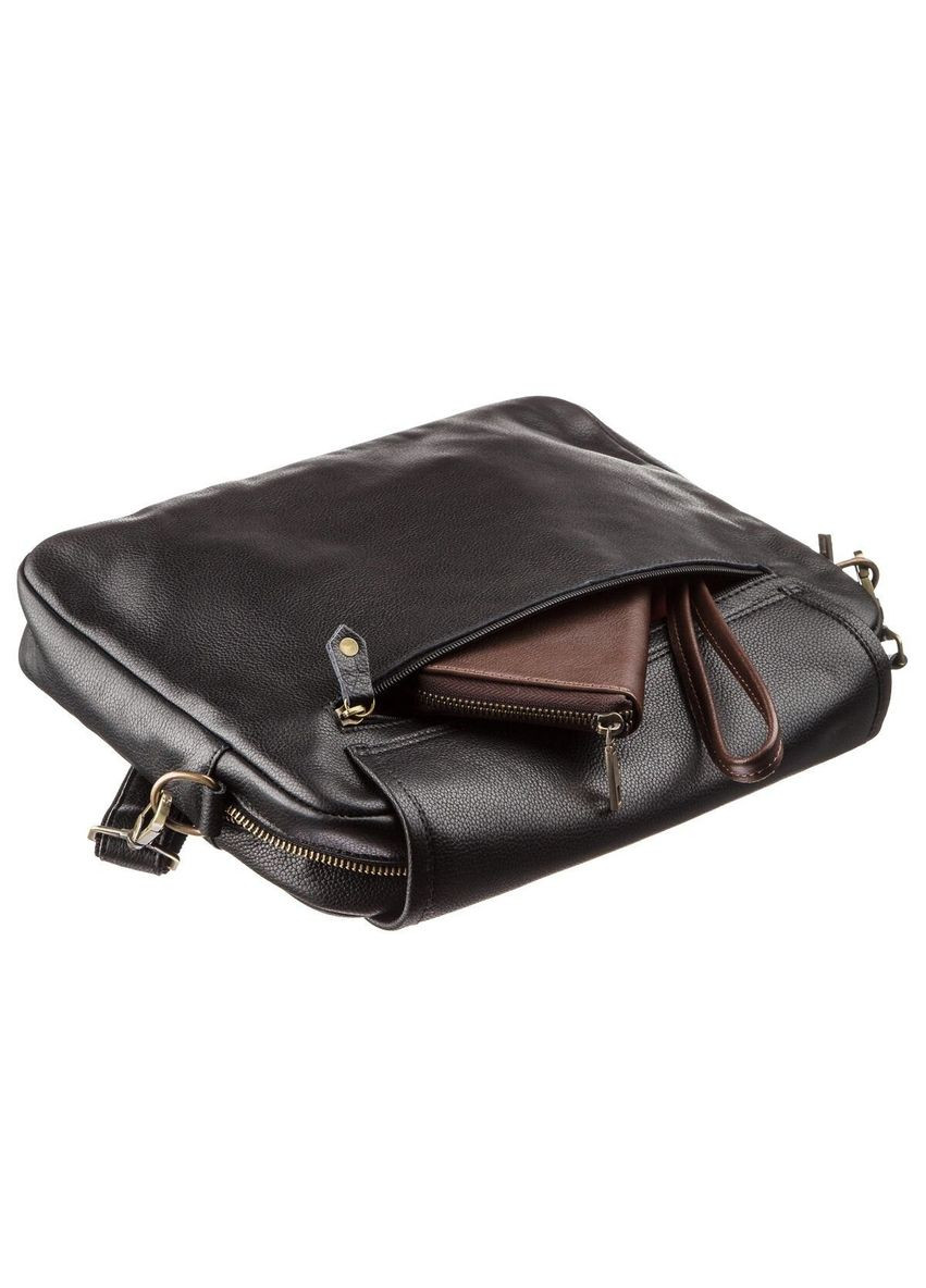 Чоловіча шкіряна сумка через плече з кишенями для планшета та мобільного чорна (sku_19116) No Brand (328922822)