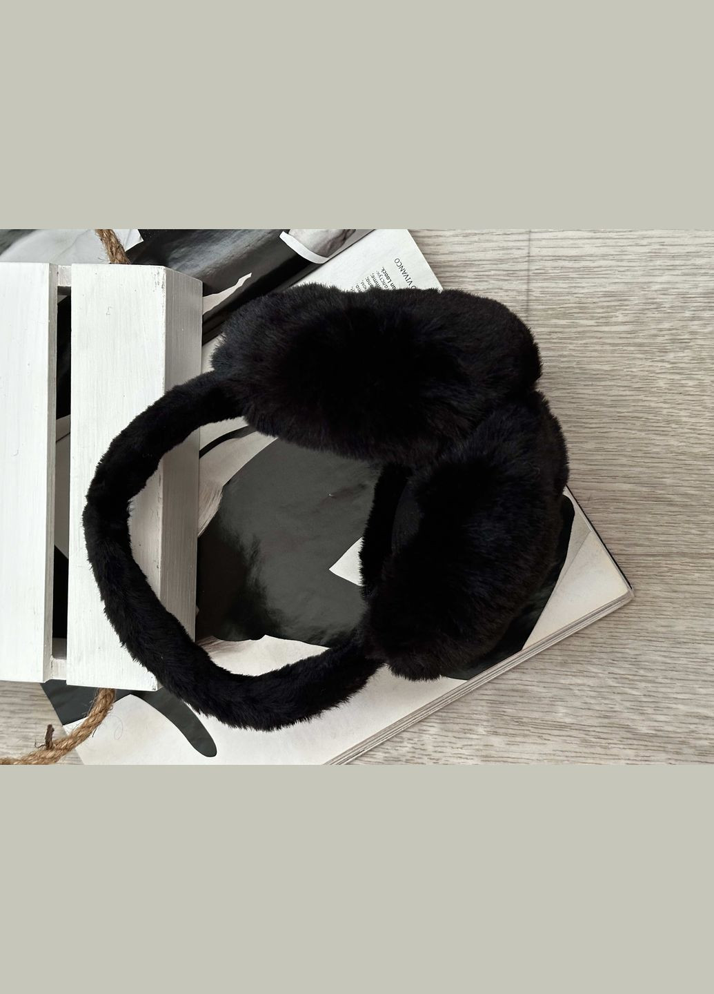 Наушники меховые пушистые складные Черный No Brand (303126427)