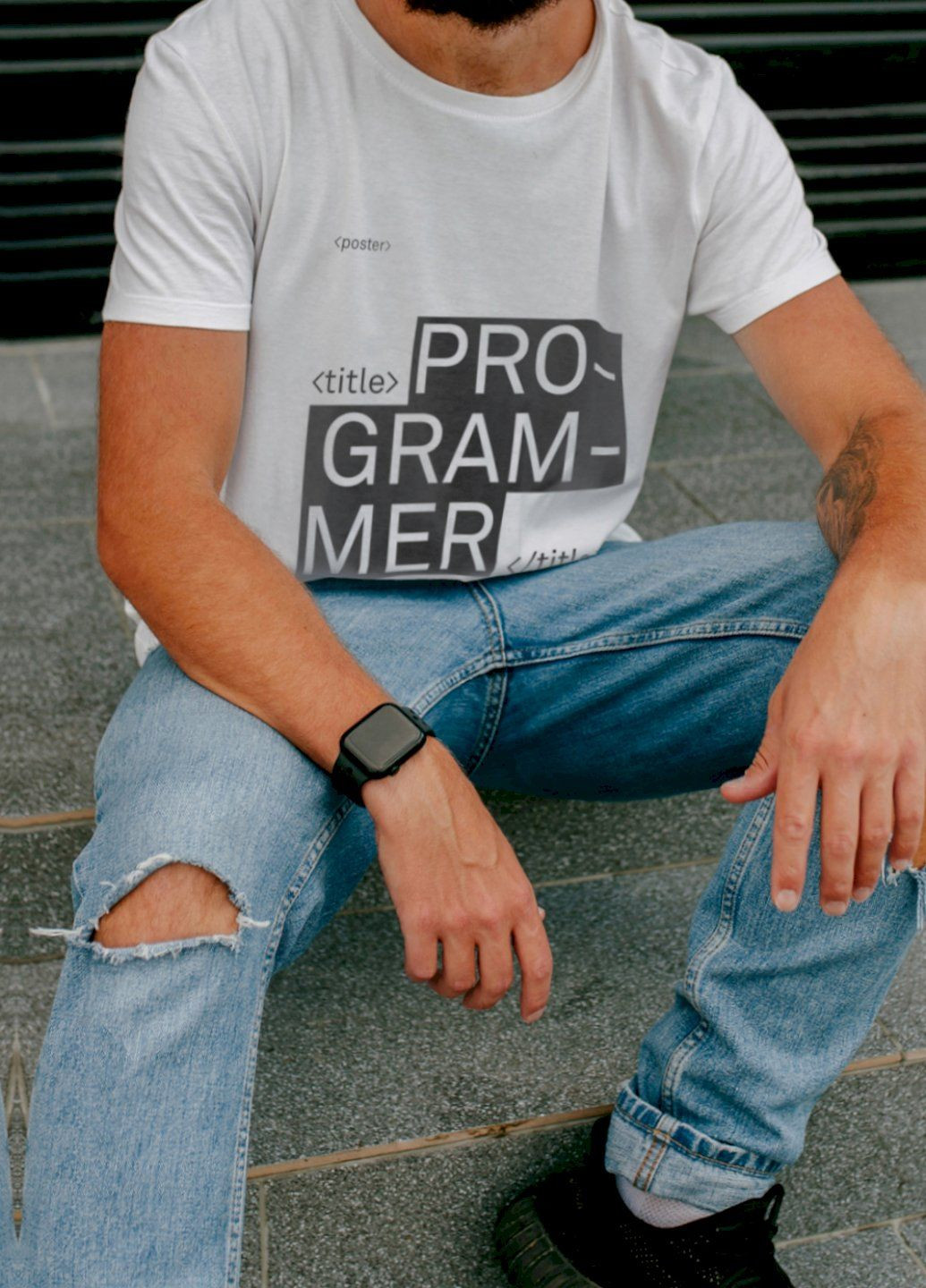 Белая футболка белая мужская "programmer" Ctrl+