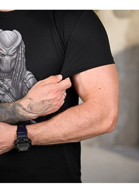 Тактична чоловіча футболка з принтом чорна No Brand (350890488)