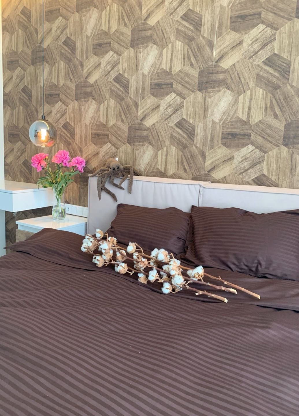 Комплект постельного белья, сатин ЕВРО, коричневая страйп, 130 г/м2 Neven (341090686)