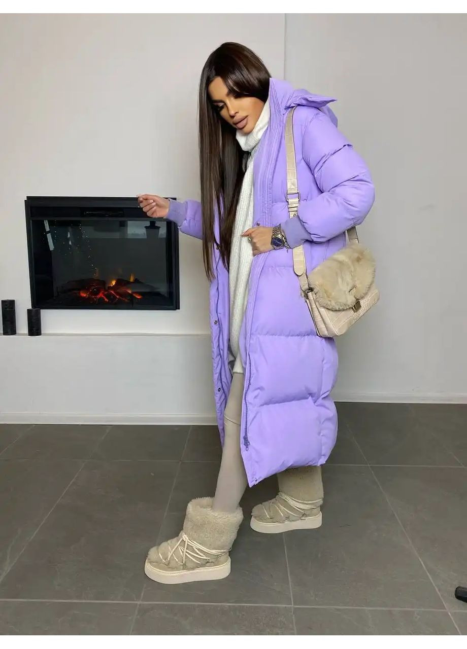 Сиреневый зимний Пуховик No Brand