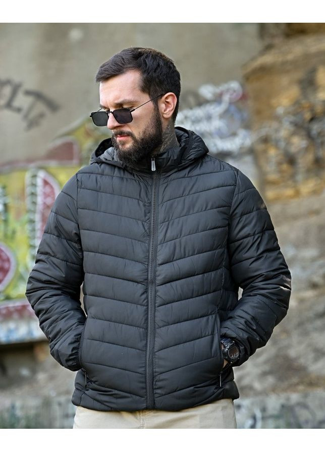 Черная демисезонная мужская демисезонная куртка плащевка черная Freedom