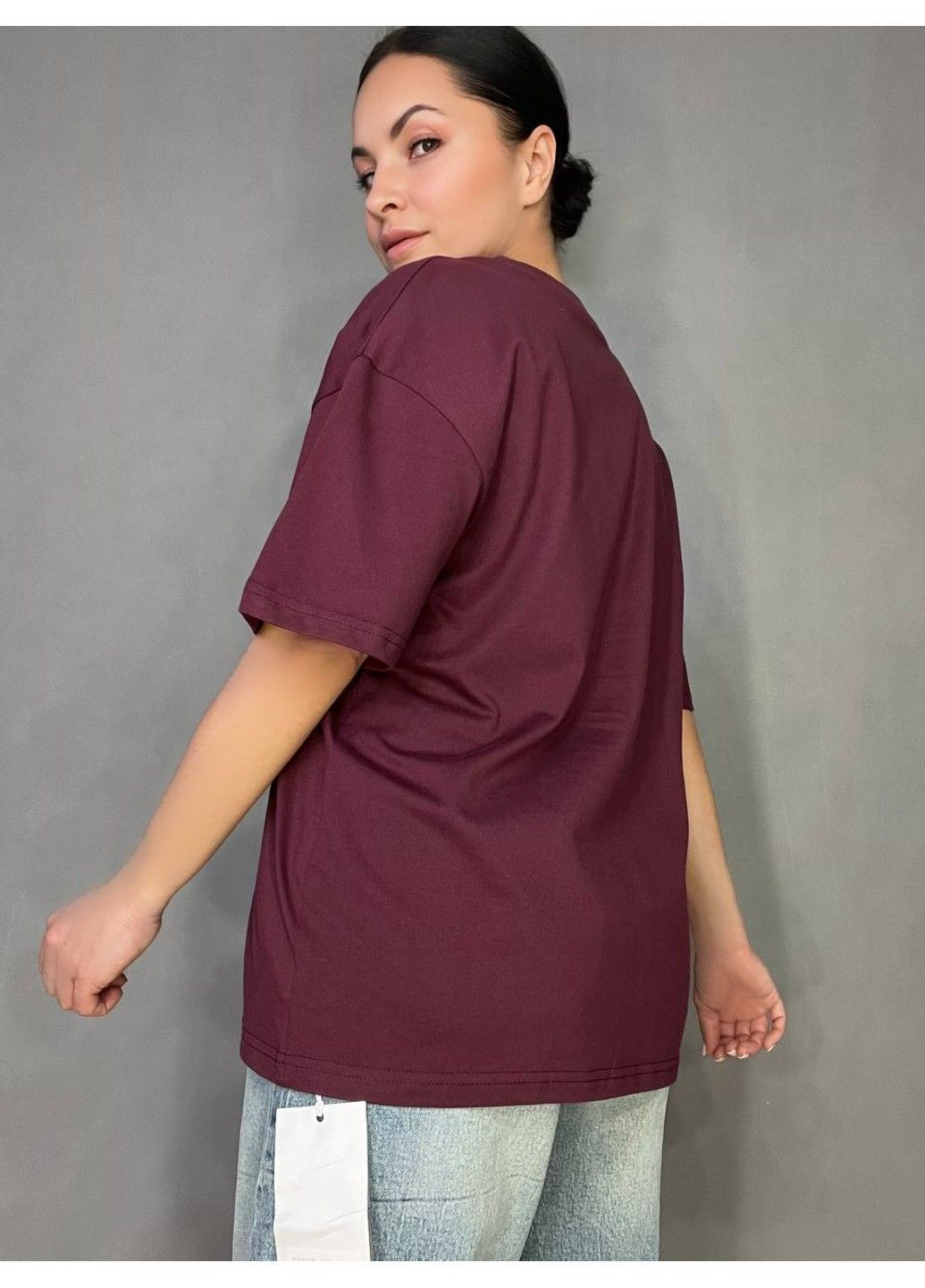 Футболка жіноча A-N 25007 оверсайз подовжена з написом принтом попереду one size No Brand - (316469524)