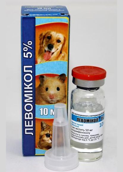 Левомікол краплі вушні для собак, котів та декоративних гризунів 5% 10 мл С105 Vitomax (280916462)
