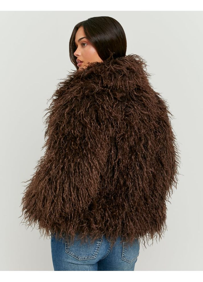 Коричневая демисезонная куртка из искусственного меха женская Tally Weijl
