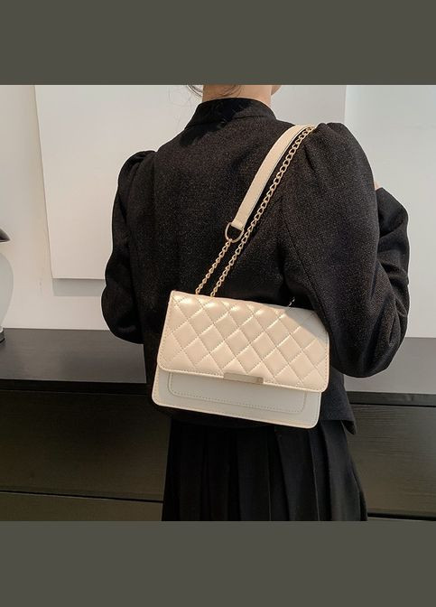 Женская классическая сумка стеганая кросс-боди через плечо белая No Brand (290665275)