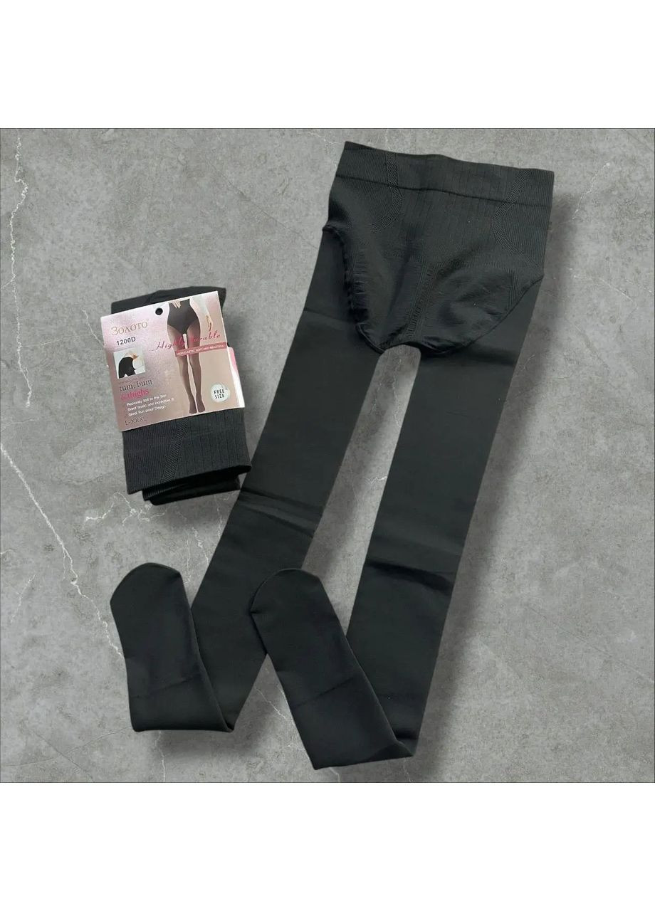 Колготки що чудово тягнуться теплі з широким поясом імінація оголених ніжок та втягуючими трусиками No Brand Колготки з широким поясом імінація оголених ніжок чорні (360428800)