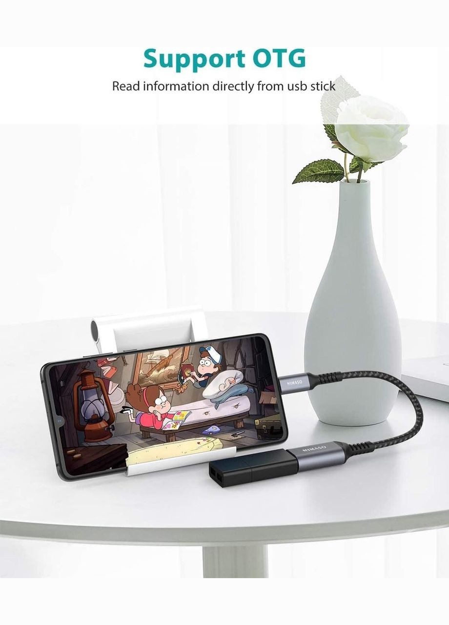 Адаптерпереходник NIMASO USB C to USB 3.0 5Gbps 0.12м серый Samsung (308849361)