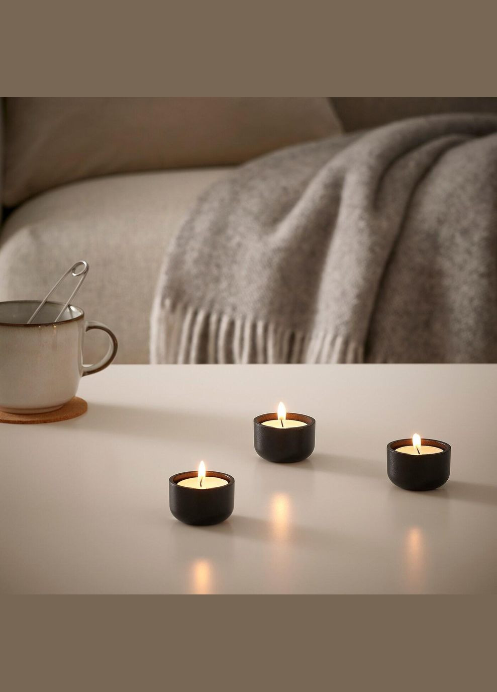 Підсвічник для чайної свічки ІКЕА HEDERVARD 3 см чорний (20510623) IKEA (267900504)