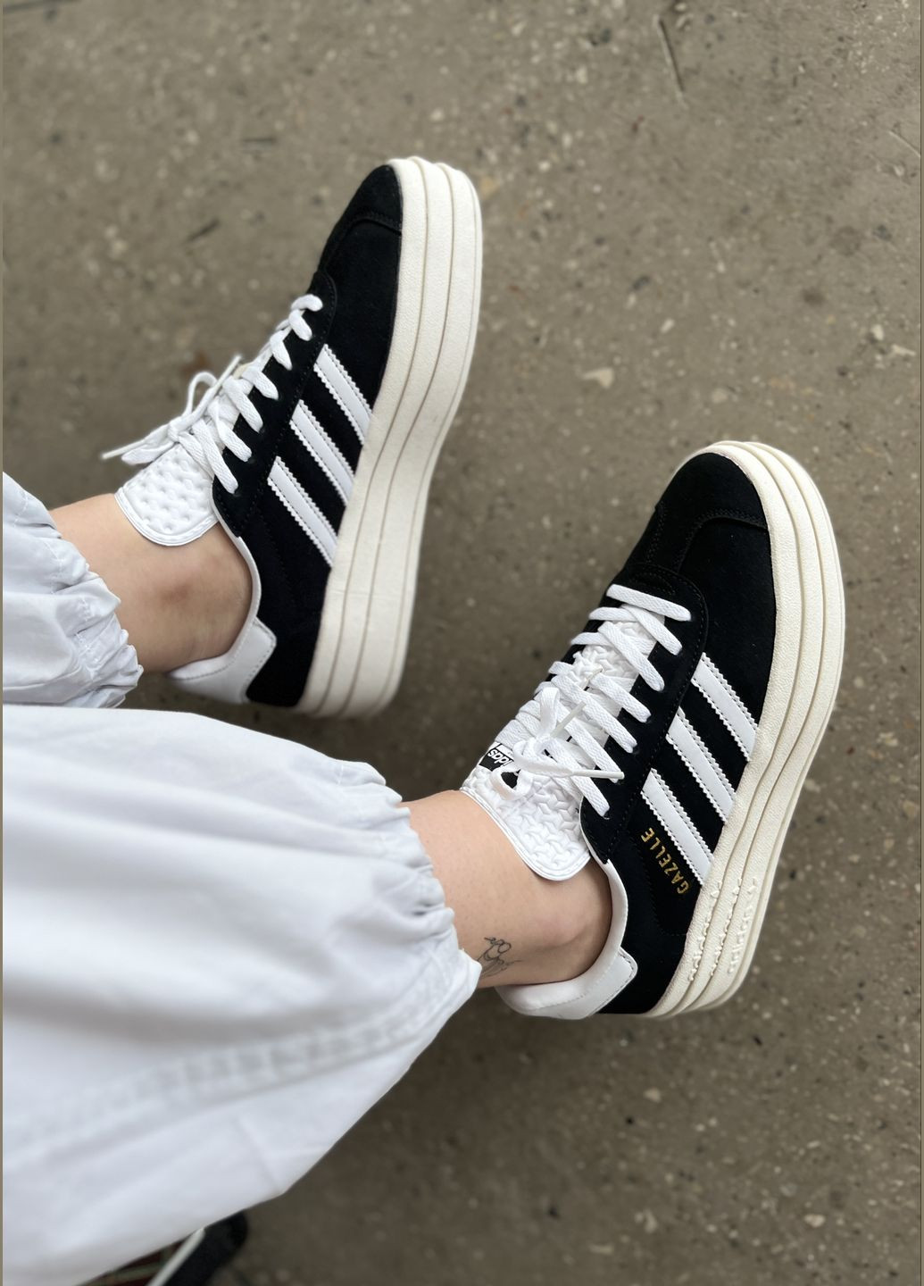 Кросівки жіночі Adidas Gazelle Bold black white | Адідас Газель чорні білі No Brand чорні демісезони (316504479)