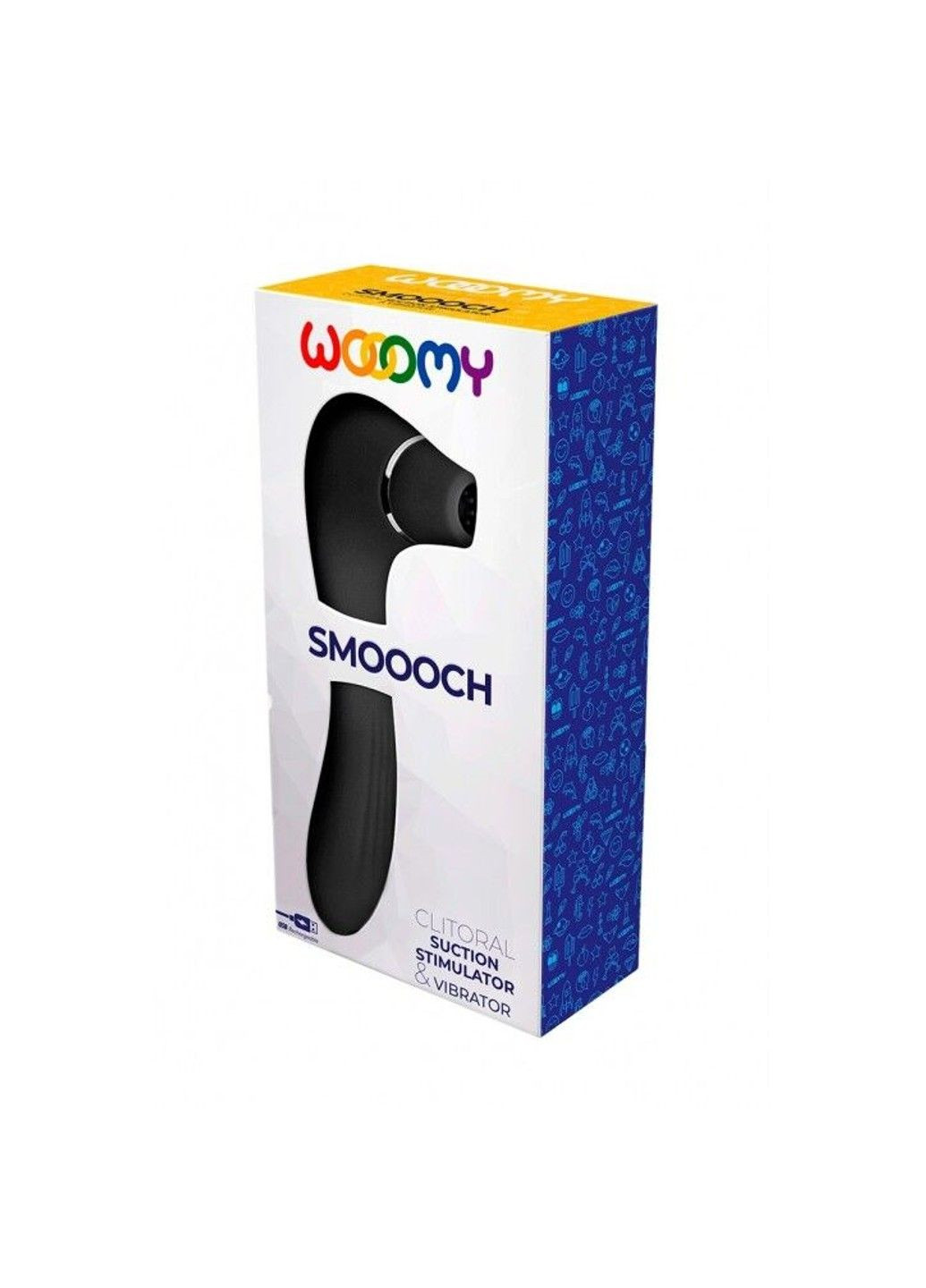 Вакуумний стимулятор з вібрацією Smoooch Black Clitoral Suction & Vibration Wooomy (316027907)