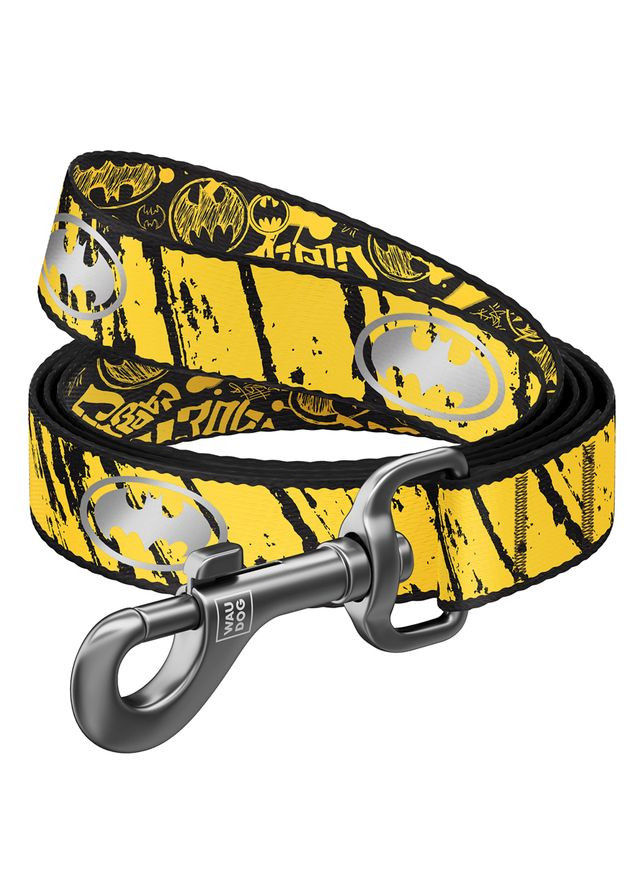 Поводок для собак нейлоновый Nylon светоотражающий, рисунок "Бэтмен Эскиз", M, Ш 20 мм, Дл 122 см WAUDOG (364751944)
