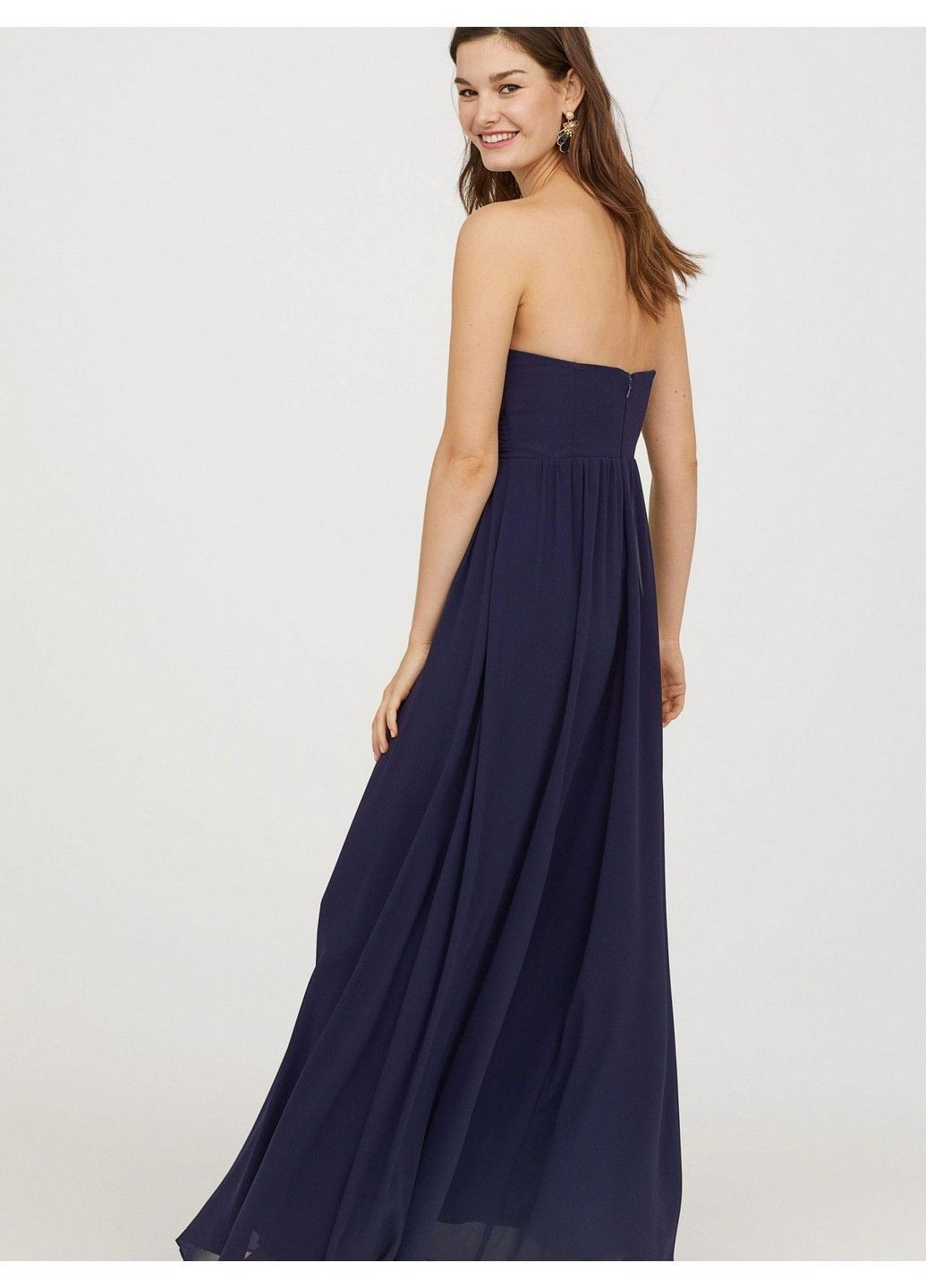 Темно-синее вечернее платье H&M однотонное